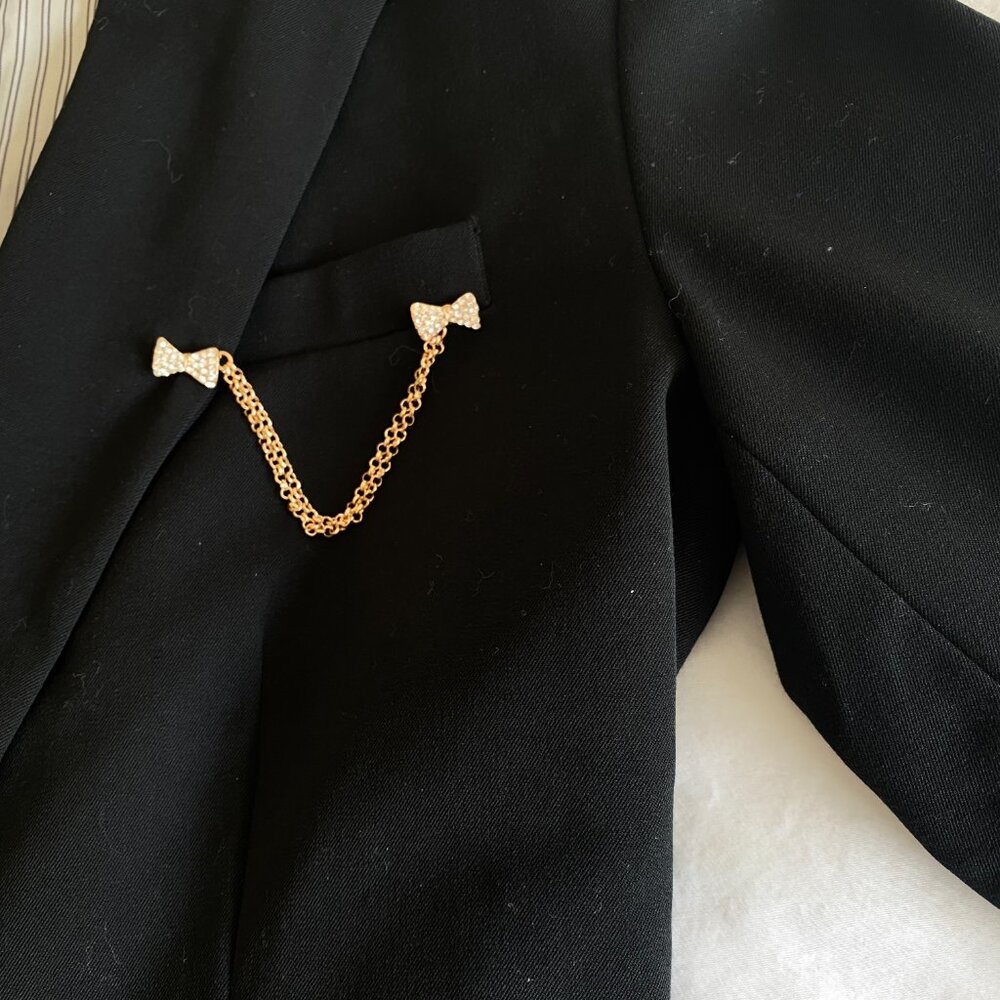 Collar Pin-NEW-Crystal Bow Tie Clip Brooch